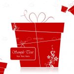 Abstract Red Gift Box with Card and Sample Text